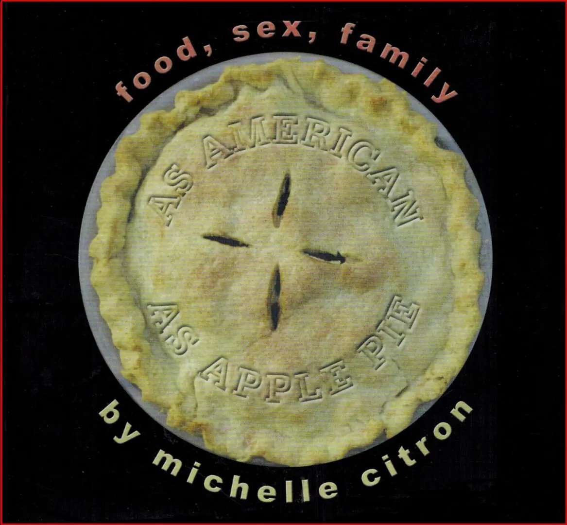 A pie with the words food, sex, family written underneath it.